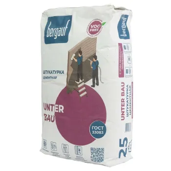 Изображение товара Цементная штукатурка Bergauf Unter Bau 25 кг для внутренних и наружных работ Изображение товара Цементная штукатурка Bergauf Unter Bau 25 кг для внутренних и наружных работ