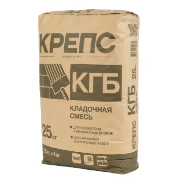 Изображение товара Кладочная смесь Крепс КГБ М-50 25кг для стен и перегородок Изображение товара Кладочная смесь Крепс КГБ М-50 25кг для стен и перегородок