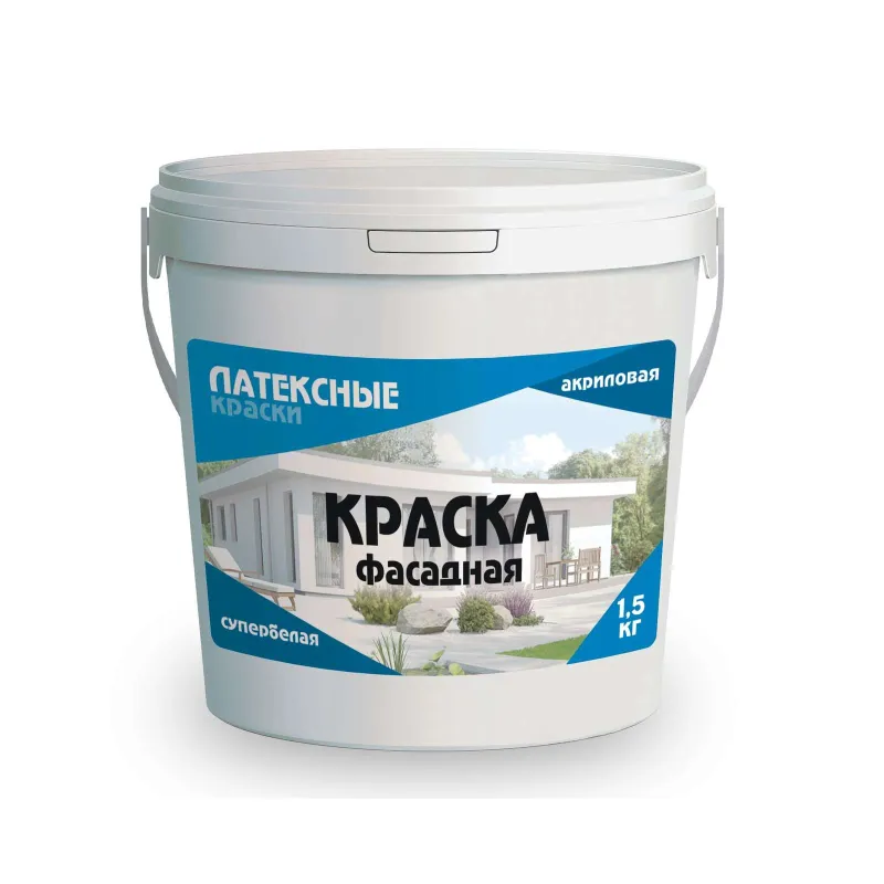 Краска фасадная Латексные краски белая база А 1,5 кг_1