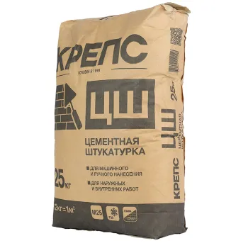 Изображение товара Цементная штукатурка Крепс ЦШ 25 кг для наружных и внутренних работ Изображение товара Цементная штукатурка Крепс ЦШ 25 кг для наружных и внутренних работ