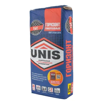 Изображение товара Пол наливной Unis Горизонт универсальный 25 кг - универсальная сухая смесь Изображение товара Пол наливной Unis Горизонт универсальный 25 кг - универсальная сухая смесь