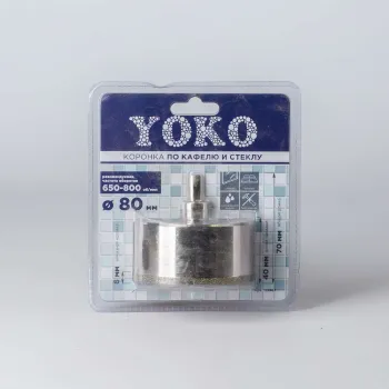 Изображение товара Коронка алмазная Yoko по кафелю и стеклу 80 мм с центрирующим сверлом Изображение товара Коронка алмазная Yoko по кафелю и стеклу 80 мм с центрирующим сверлом