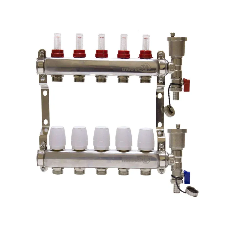 Коллекторная группа Altstream 1" евроконус 3/4" на 5 выходов с расходомерами_1