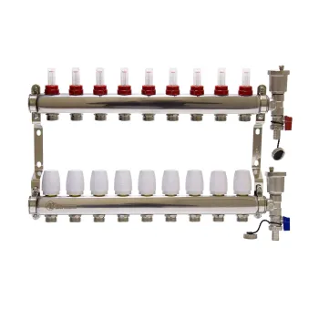 Коллекторная группа Altstream 1" евроконус 3/4" на 9 выходов с расходомерами