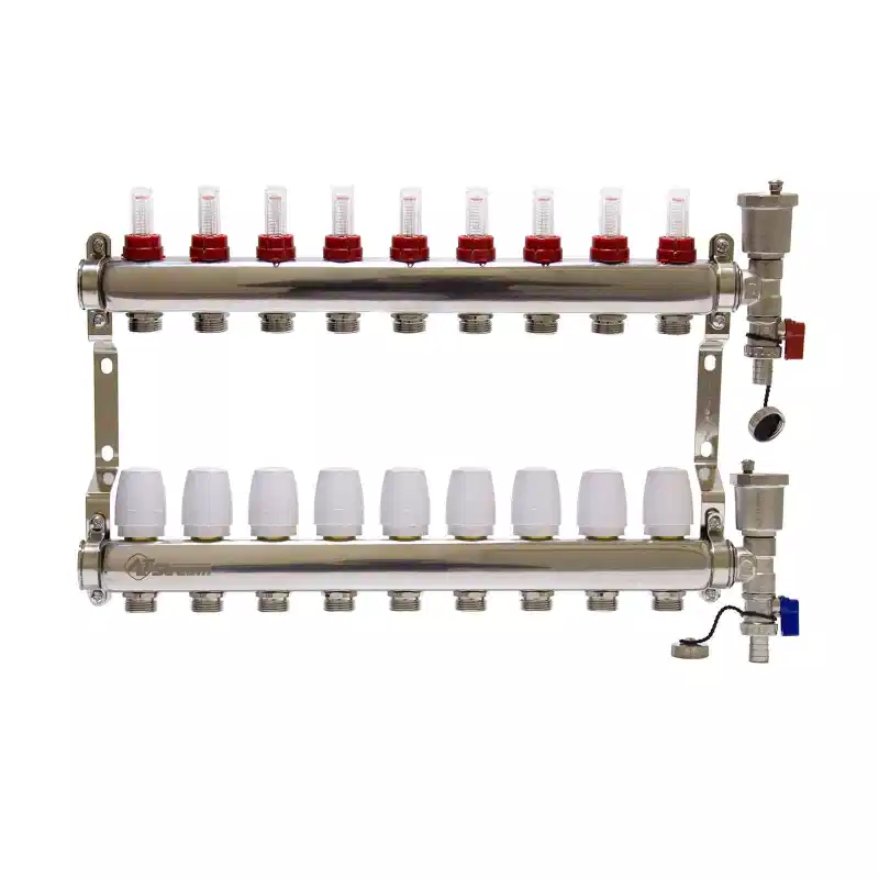 Коллекторная группа Altstream 1" евроконус 3/4" на 9 выходов с расходомерами_1