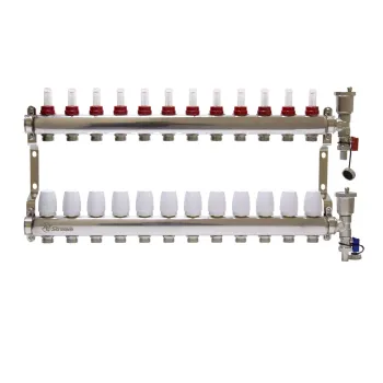 Коллекторная группа Altstream 1" евроконус 3/4" на 12 выходов с расходомерами