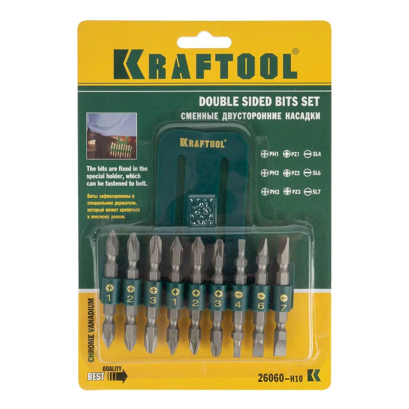 Набор двухсторонних бит Kraftool 9 предметов_1