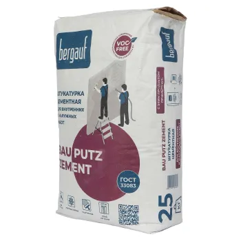 Изображение товара Цементная штукатурка Bergauf Bau Putz Zement 25 кг для внутренних и наружных работ Изображение товара Цементная штукатурка Bergauf Bau Putz Zement 25 кг для внутренних и наружных работ