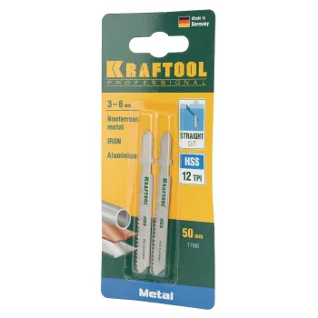 Изображение товара Полотно для электролобзика по металлу Kraftool 2 мм 50 мм быстро рез 2 шт Изображение товара Полотно для электролобзика по металлу Kraftool 2 мм 50 мм быстро рез 2 шт