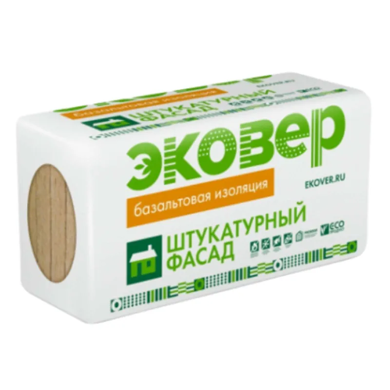 Утеплитель Эковер Экофасад Оптима 95-100 кг/м³ 37λ (1000x600x100мм) 4шт/уп_1