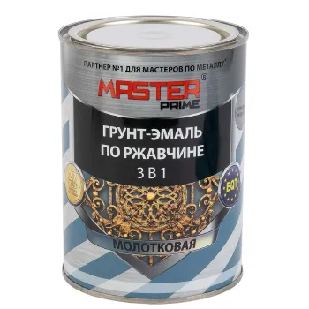 Изображение товара Грунт-эмаль по ржавчине 3в1 молотковая Master Prime 0,9л серого глянца Изображение товара Грунт-эмаль по ржавчине 3в1 молотковая Master Prime 0,9л серого глянца