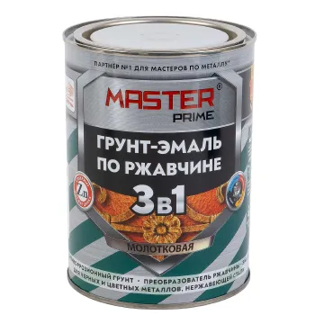 Изображение товара Грунт-эмаль по ржавчине 3 в 1 Master Prime черная молотковая 0,9 л Изображение товара Грунт-эмаль по ржавчине 3 в 1 Master Prime черная молотковая 0,9 л