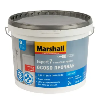 Изображение товара Интерьерная краска Marshall экспорт 7 матовая 9л для стен и потолков Изображение товара Интерьерная краска Marshall экспорт 7 матовая 9л для стен и потолков