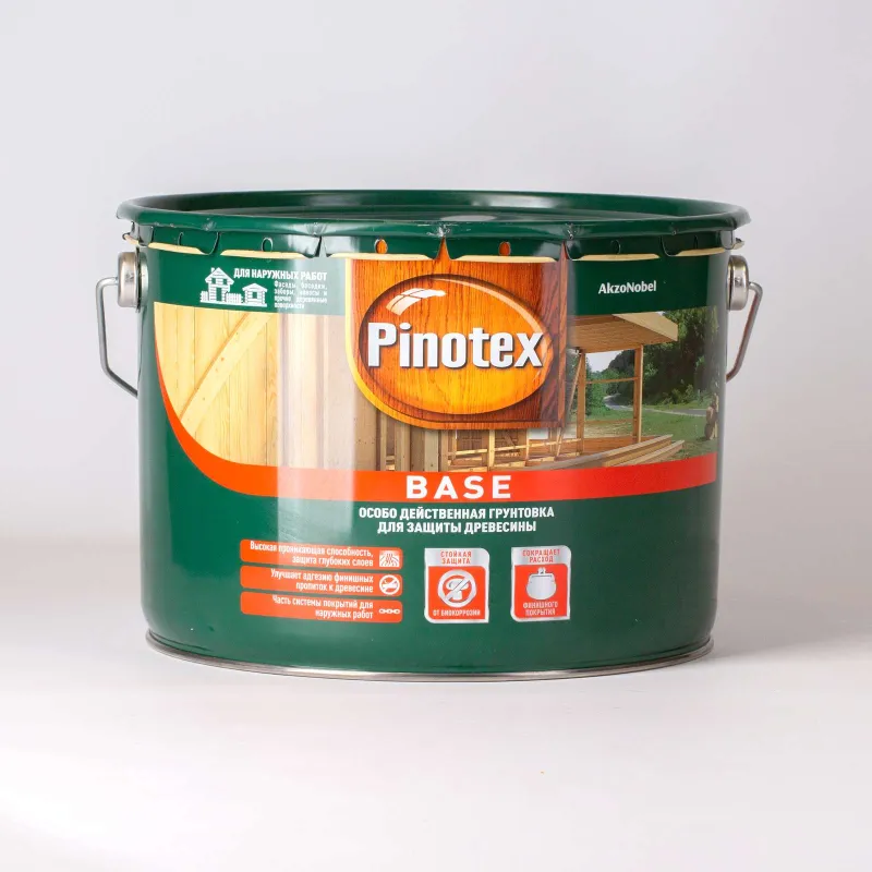 Грунт для дерева Pinotex Base бесцветный 9 л_1