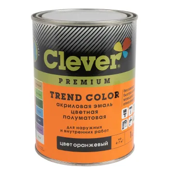 Изображение товара Эмаль акриловая Clever оранжевая полуматовая 1 кг для металла и дерева Изображение товара Эмаль акриловая Clever оранжевая полуматовая 1 кг для металла и дерева