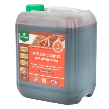 Изображение товара Пропитка огнебиозащита для древесины Prosept Огнебио Prof 5л красная Изображение товара Пропитка огнебиозащита для древесины Prosept Огнебио Prof 5л красная