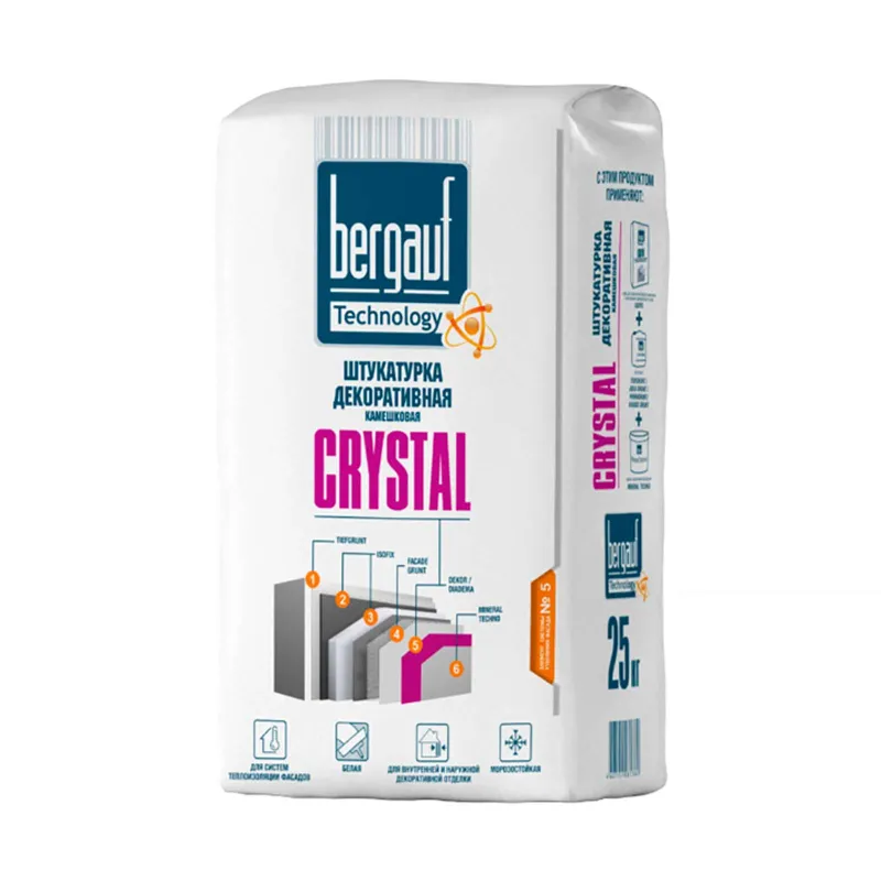 Штукатурка декоративная Bergauf Crystal Камешковая зерно 2 мм, 25 кг_1