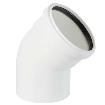 Изображение товара Отвод канализационный 110 мм 45° бесшумный Дигор Люкс белый для внутренней канализации Изображение товара Отвод канализационный 110 мм 45° бесшумный Дигор Люкс белый для внутренней канализации