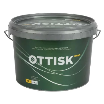 Изображение товара Интерьерная влагостойкая матовая краска Ottisk 2.5л для стен и потолков Изображение товара Интерьерная влагостойкая матовая краска Ottisk 2.5л для стен и потолков