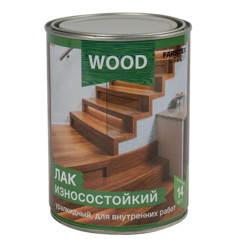 Лак паркетный алкидно-уретановый FARBITEX PROFI WOOD износостойкий глянцевый 0,8 л_1