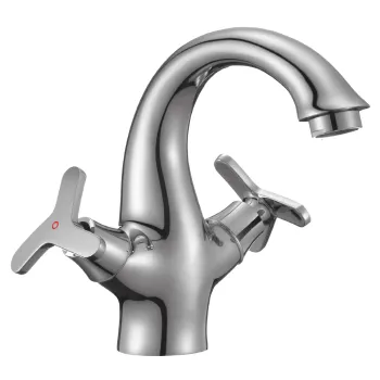 Изображение товара Двуручный хромированный смеситель для раковины Rossinka RS40-61 с коротким изливом Изображение товара Двуручный хромированный смеситель для раковины Rossinka RS40-61 с коротким изливом