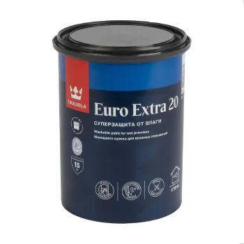 Изображение товара Краска для кухонь и ванных комнат Tikkurila Euro Extra 20 0.9 л белая Изображение товара Краска для кухонь и ванных комнат Tikkurila Euro Extra 20 0.9 л белая
