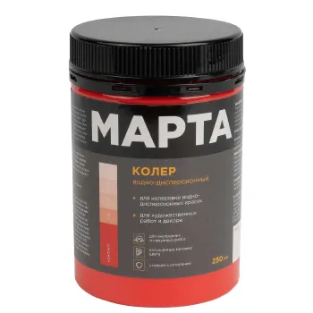 Изображение товара Колер водно-дисперсионный красный 250 мл Марта Изображение товара Колер водно-дисперсионный красный 250 мл Марта