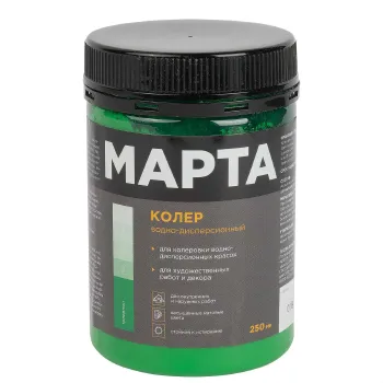 Изображение товара Водно-дисперсионный травяной колер Marta 250 мл для окраски и искусств Изображение товара Водно-дисперсионный травяной колер Marta 250 мл для окраски и искусств