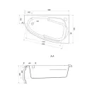 Ванна акриловая Cersanit Joanna 160x95см асимметричная правая_4