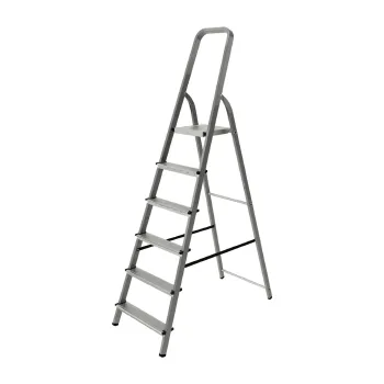 Изображение товара Стремянка стальная 6 ступеней 1,22м раздвижная надежная безопасная Изображение товара Стремянка стальная 6 ступеней 1,22м раздвижная надежная безопасная