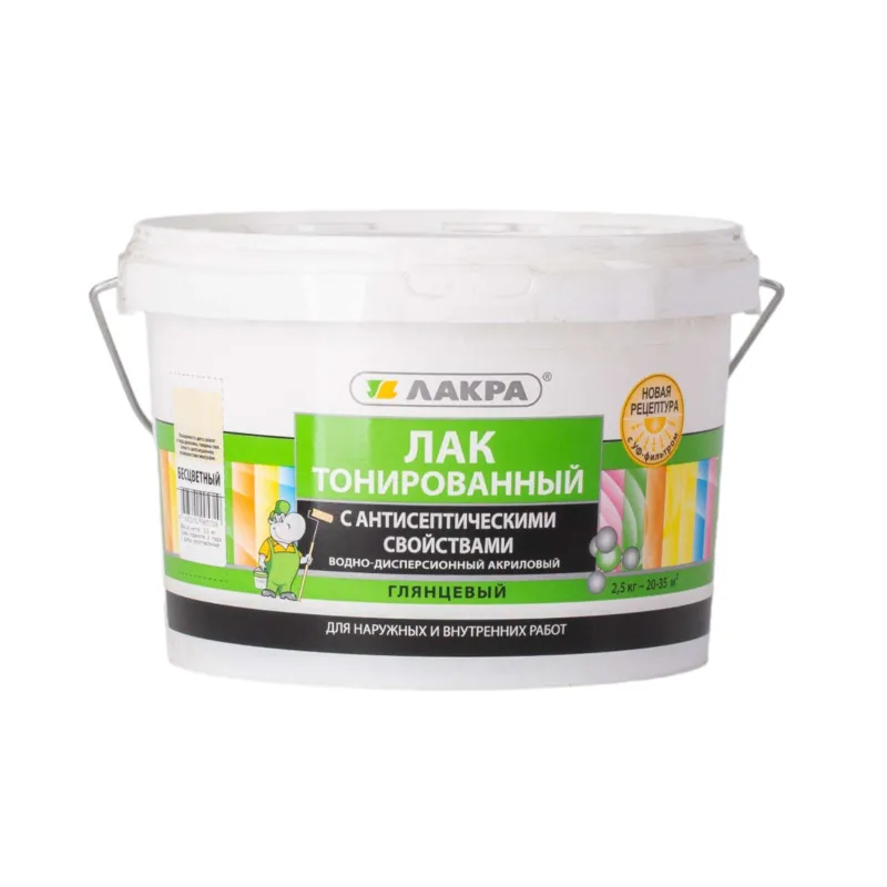 Лак в/д ЛАКРА, тонированный, Бесцветный (2,5 кг)_1