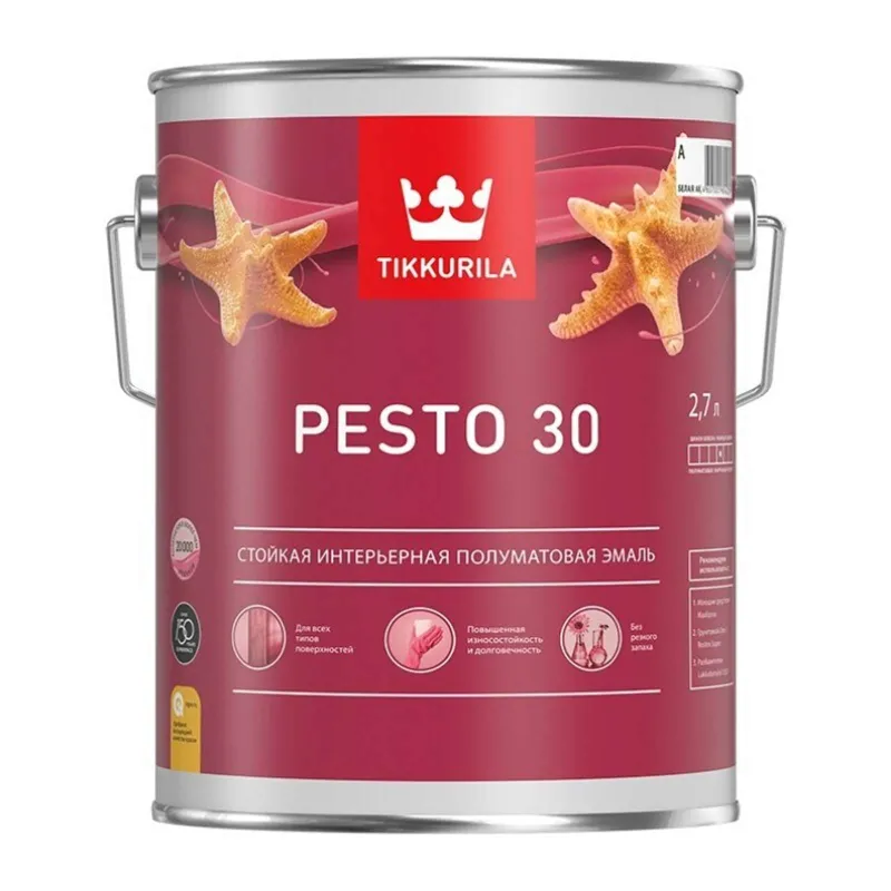Эмаль алкидная Tikkurila Pesto 30 (база C) полуматовая 2,7л_1