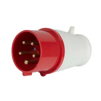Изображение товара Вилка силовая 16А 3P+РЕ+N IP44 380В EKF красная переносная Изображение товара Вилка силовая 16А 3P+РЕ+N IP44 380В EKF красная переносная