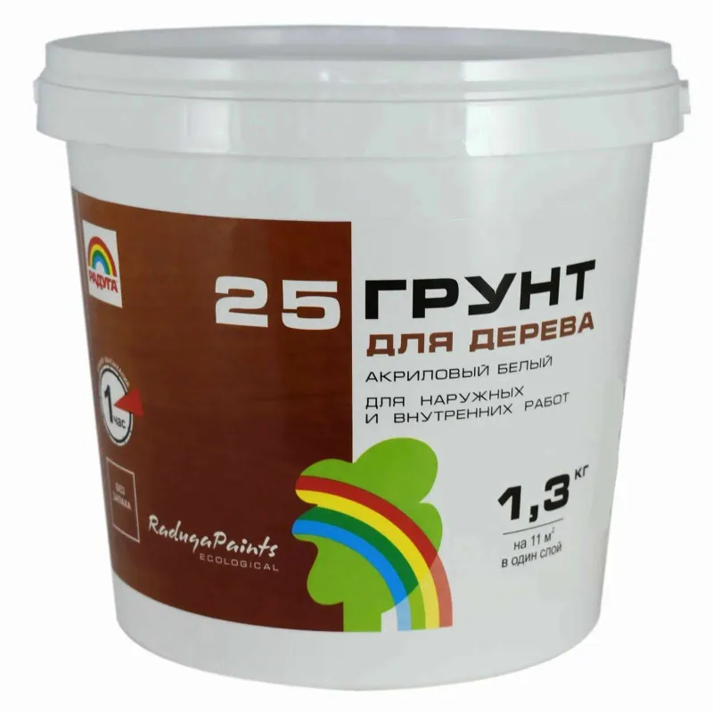 Грунт для дерева акриловый Радуга белый 1,3кг_1