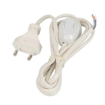 Изображение товара Сетевой шнур для бра с проходным выключателем белый ШВВП 2х0,75 1,7 м Изображение товара Сетевой шнур для бра с проходным выключателем белый ШВВП 2х0,75 1,7 м