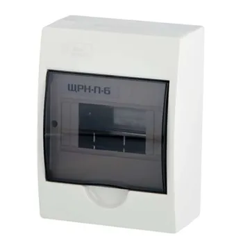 Изображение товара Щит распределительный навесной ЩРН-П-6 IP41 6 модулей корпус из АБС-пластика Изображение товара Щит распределительный навесной ЩРН-П-6 IP41 6 модулей корпус из АБС-пластика