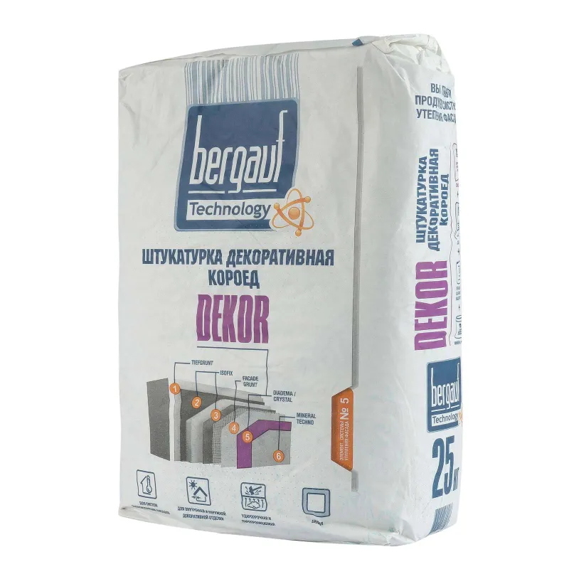 Штукатурка декоративная Bergauf Dekor Короед зерно 2,5 мм 25 кг_1