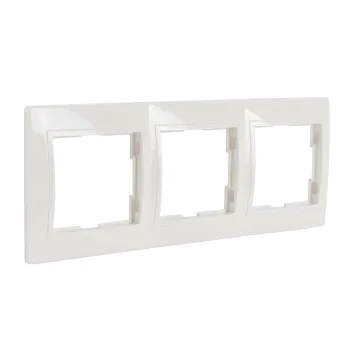 Изображение товара Рамка трехместная горизонтальная Кварта белая IEK Изображение товара Рамка трехместная горизонтальная Кварта белая IEK