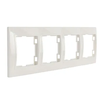Изображение товара Рамка четырехместная горизонтальная IEK Кварта белая IP20 Изображение товара Рамка четырехместная горизонтальная IEK Кварта белая IP20