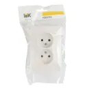 Розетка двухместная без заземления Кварта белая IP20 IEK_5