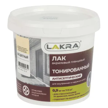 Изображение товара Лак акриловый в/д Лакра бесцветный 0,9 кг для внутренних и наружных работ Изображение товара Лак акриловый в/д Лакра бесцветный 0,9 кг для внутренних и наружных работ