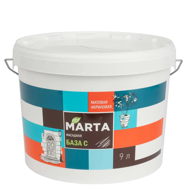 Краска фасадная Марта матовая (база С) 9л_1