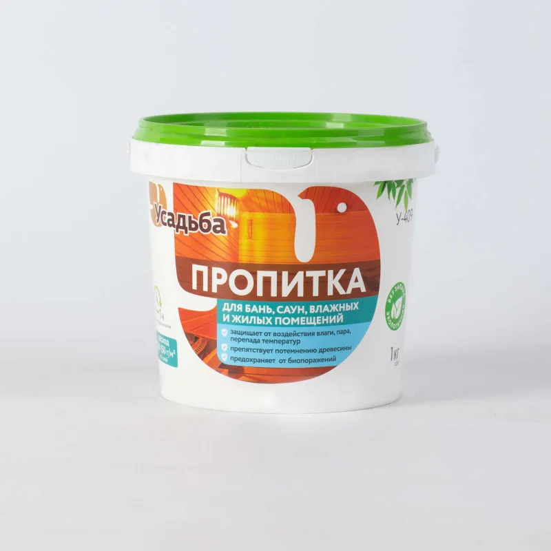 Пропитка для бань и саун Усадьба бесцветная У-409 1кг_1