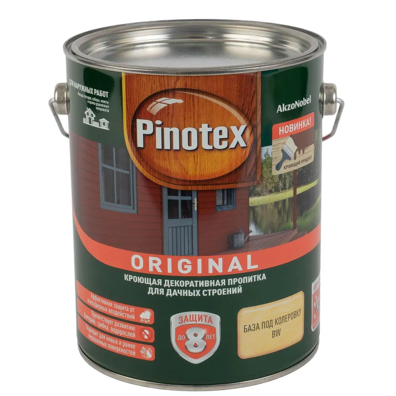 Декоративно-защитное средство для дерева Pinotex Original белое полуматовое 2,7л_1