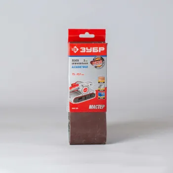 Изображение товара Лента шлифовальная Зубр Р320 75×457 мм 3 шт/уп универсальная Изображение товара Лента шлифовальная Зубр Р320 75×457 мм 3 шт/уп универсальная