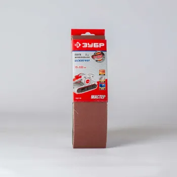 Изображение товара Лента шлифовальная для ЛШМ Зубр Р180 75×533 мм 3 шт Изображение товара Лента шлифовальная для ЛШМ Зубр Р180 75×533 мм 3 шт
