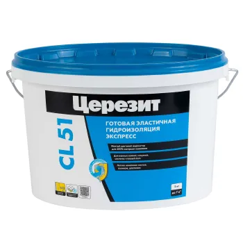Изображение товара Гидроизоляция эластичная полимерная Церезит CL51 5 кг для защиты от влаги Изображение товара Гидроизоляция эластичная полимерная Церезит CL51 5 кг для защиты от влаги