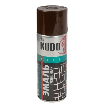 Изображение товара Эмаль аэрозольная Kudo коричневая глянцевая 0,52л Изображение товара Эмаль аэрозольная Kudo коричневая глянцевая 0,52л