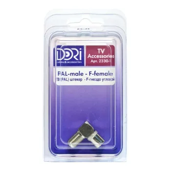 Изображение товара Переходник F гнездо-TV штекер металл угловой Dori Изображение товара Переходник F гнездо-TV штекер металл угловой Dori