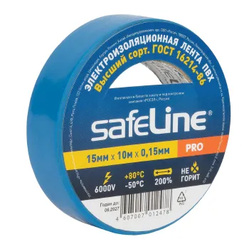 Изображение товара Изолента Safeline 15ммх10м синяя для электромонтажных работ Изображение товара Изолента Safeline 15ммх10м синяя для электромонтажных работ